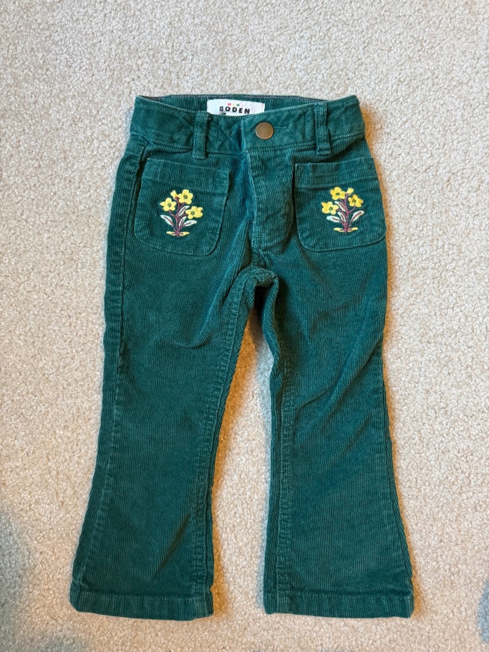 Mini Boden Green Courderoy Pants size 2-3